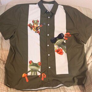 Great Men's Retro Style Shirt Frog Theme 3XL Like New Nice!
